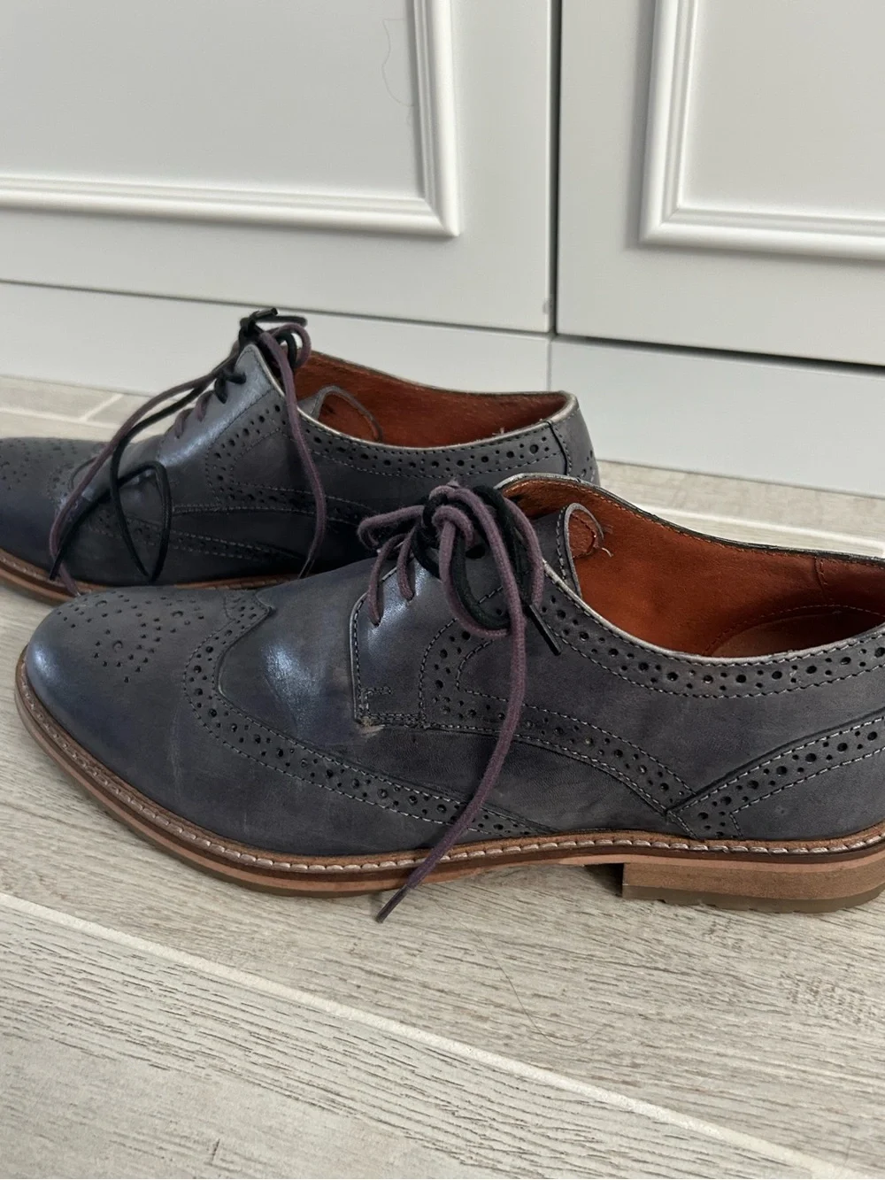 BEN SHERMAN | Men's Blue/Gray Leather Wingtip Brogue Dress Shoes